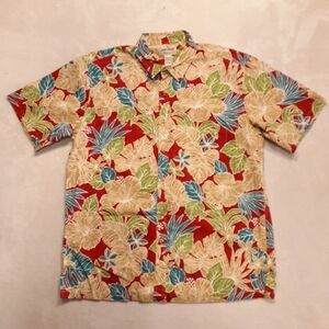 Cooke Street Honolulu Mens SS Button Shirt XL Floral Print Red Beige Green Blue